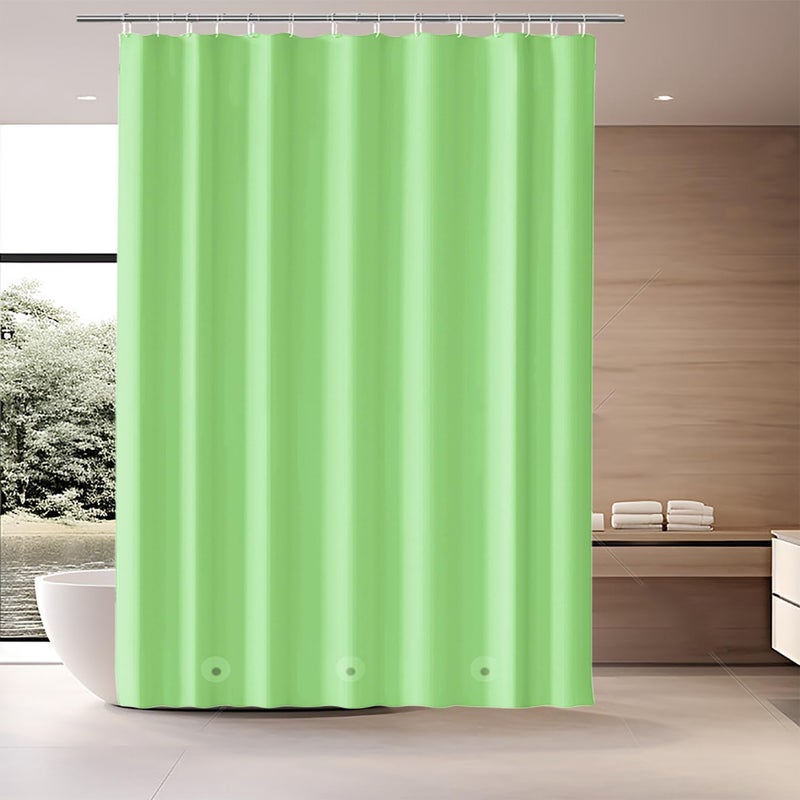 TIKABC Green Shower Curtain Liner, 4G PEVA Shower Liner, Plastic Peva Waterproof Shower Curtains, 72x72 inch with Grommet Holes 3 Magnetic Weights - Image 1
